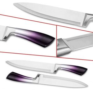 Kitchenbliss 9pcs Purple Gradient 430 Handle Stainless Steel Chef <b>Knife</b> <b>Sharpener</b> & Rotating Acrylic Block Kitchen <b>Knife</b> Set - Product Image 2