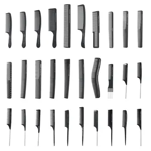 Hot Sell Custom Logo Salon Cutting Black Hairdressing Plastic Wholesale Barber Combs Steel Rat-tail Comb Hair Comb