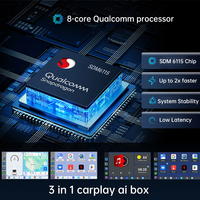 BoYi 3 4GB+64GB AI CarPlay Box con Metal y Vidrio Gris, WiFi 5GHz, Android Auto, Cableado/Bluetooth, Iluminación LED, 1 Año de Garantía