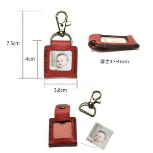 <b>Portable</b> Pu Leather Keychain Necklace Photo Case Locket Pendant Baby <b>Shower</b> Birthday Personalized Gift - Product Image 3