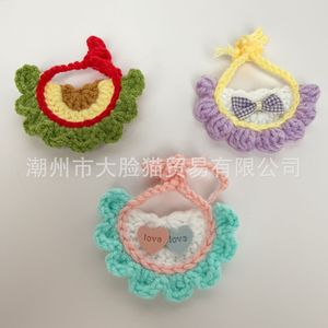 Cotton Crocheted <b>Doll</b> Bibs Color Blocking Unisex Baby <b>Accessories</b> 13cm 10cm Handmade Cute Pattern For <b>Doll</b> Clothes - Product Image 3
