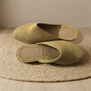 Rafia Hecha a Mano para Sandalias de Verano con Punta Abierta, Rayas y Suela de Cuero Genuino Transpirable - Product Image 4