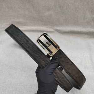 Cinturón Formal de Lujo para Hombre con Hebilla de Aleación de Acero, Cuero de Avestruz, Transpirable, Duradero, 3.8CM de Ancho - Product Image 1