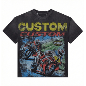 T-shirt Personalizzata da <span class=keywords><strong>Uomo</strong></span> con Lavaggio Acido, in Cotone Pesante, Stampa Grafica Oversize DTG, Stile Streetwear Boxy <span class=keywords><strong>Fit</strong></span>, Modello Crop Top - Product Image 4