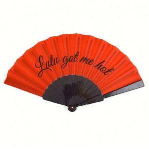 Abanico de mano de plástico PP negro con diseño de letras en PVC, con bolsa de PVC, para decoración del hogar o regalos publicitarios empresariales - Product Image 2