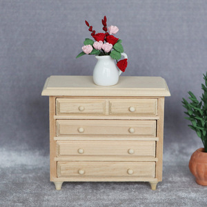 High Quality Doll House 1:12 Miniature Furniture Wooden <strong>Drawer</strong> Wardrobe - Product Image 3