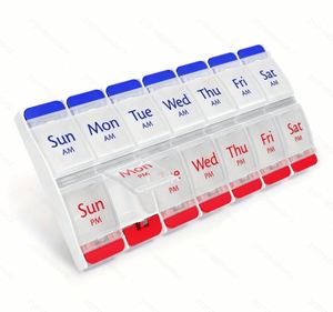 กล่องยา 14 ช่อง แยกสี จัดระเบียบได้ 7 วัน ปิดสนิท ปลอดภัย แยกช่อง AM/PM ขายดี - Product Image 2