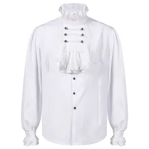 Chemises à col roulé Vintage pour hommes, Vintage, victorien, à volants, gothique, pour homme, tenue de marié décontractée - Product Image 1