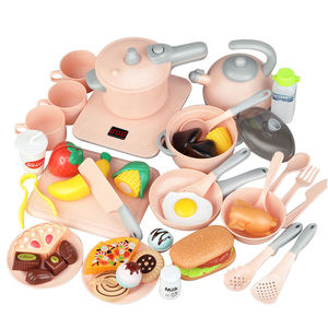 Ensemble de jeu de cuisine européenne 54 pièces avec cuisinière à induction, casseroles, fruits, légumes, pizza, hamburger, cadeau pour enfants - Product Image 1