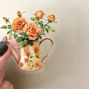 50 <b>Sheets</b> Transparent Orange Flower Petal Waterproof PET Adhesive <b>Stickers</b> Die Cut & Glossy Finish for Holiday Decoration - Product Image 2