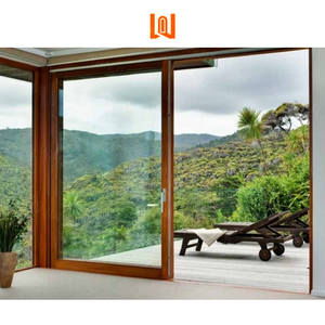 Porte d'entrée moderne à double vitrage, insonorisée, aluminium, bois, verre, multi-glissière, patio, porte d'entrée extérieure en bois, portes coulissantes - Product Image 3