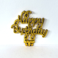 Décoration de fête d'anniversaire : Ballon en aluminium 3D doré en plastique plaqué or, motif Joyeux Anniversaire en cursive, prix d'usine