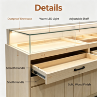 Vitrine de présentation de lunettes en bois sur mesure pour opticien, avec tiroir coulissant, support de présentation de lunettes de soleil, éclairage LED, îlot central pour lunettes