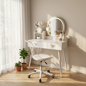 Modern Standing <b>Makeup</b> <b>Vanity</b> Table with Storage Desk Durable & Eco-Friendly for Bedroom Furniture - Product Image 4