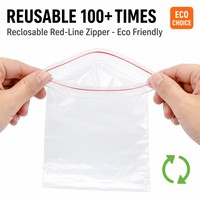 Sacs Ziplock en PE vierge de qualité alimentaire, transparents, anti-humidité, avec fermeture éclair à ligne rouge, sans BPA, refermables et hermétiques pour snacks, vente en gros