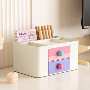 Offre Spéciale JOOHUB – Organisateur de Bureau Carré en Plastique <span class=keywords><strong>à</strong></span> Tiroirs, Style Romantique Parisien, Grande Capacité pour Crayons et Articles de Papeterie - Product Image 1