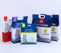 Sac d'emballage pour litière pour chat imprimé sur mesure, robuste, avec soufflet latéral, poignée renforcée, sac en plastique résistant à l'humidité, pochette pour litière pour animaux de compagnie