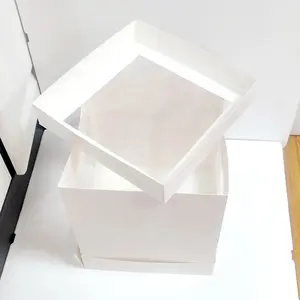 12x12x6 Tapas inferiores y separadas Estilo Cartón blanco Caja de papel para pasteles Caja de embalaje para pasteles Cajas de panadería personalizadas