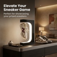 Présentoir rotatif rechargeable en forme de E à lévitation magnétique sans fil pour chaussures pop bouteille tasse