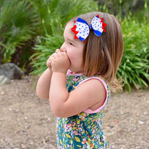 Nuevo Pasador de Pelo con Lazo para Niños del Día de la Independencia Americana, Azul, Blanco y Rojo, con la Bandera Nacional, Adorno para el Cabello con Estrella de 3.5 Pulgadas - Product Image 4