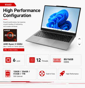 แล็ปท็อปธุรกิจ Luckystar รุ่นใหม่ ขนาด 16 นิ้ว FHD IPS ใช้หน่วยประมวลผล AMD <span class=keywords><strong>Ryzen</strong></span> 5 <span class=keywords><strong>5500U</strong></span> คอมพิวเตอร์พกพา - Product Image 2