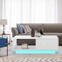 Table basse éclairée par LED avec rangement pour le salon, design en bois de luxe léger pour les petits espaces