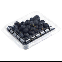 Transparante wegwerp 250 gram PET plastic fruitbakje kersen bosbessen blister clamshell verpakking met gaten