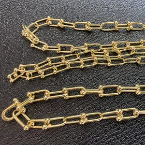 Perhiasan halus Au750 murni asli Aksesori permata DIY emas 18k kalung Choker rantai tapal kuda untuk pria wanita diskon besar-besaran