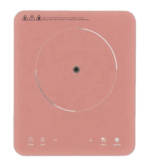 2000W Portable Pink Electric Stove Ultra-thin Color Crystal Plate Multi Cooking Modes Touch Control Induction Cooker