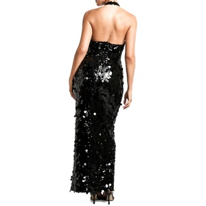 Nuevo Vestido Largo Elegante Negro con Lentejuelas, Estilo Halter, Ajustado, con Espalda Descubierta, para Fiestas y Eventos, para Mujer - Product Image 2