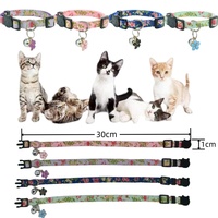 Nouveau collier pour chat en polyester floral réglable avec clochette, accessoire mignon et tendance pour animaux de compagnie
