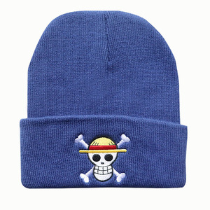 Bonnet en tricot à bord souple 100 % acrylique, 5 couleurs, nouveau design, broderie de haute qualité, motif Anime Golden <span class=keywords><strong>Monkey</strong></span> <span class=keywords><strong>D</strong></span> <span class=keywords><strong>Luffy</strong></span>, chaud - Product Image 2