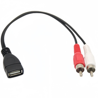 Câble adaptateur audio-vidéo USB 2.0 femelle vers 2 RCA mâle, répartiteur en Y, coaxial, paire torsadée, gaine PVC, 4K/1080P, haute qualité