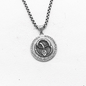 Yunnique-collar con colgante redondo de acero inoxidable para hombre y mujer, estilo gótico europeo, con diseño de runas, joyería de moda - Product Image 5