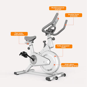 Bicicleta de Spinning Vertical de Acero Inoxidable Gris, 100 kg, Resistencia de Fieltro de Lana, Certificación CE, Gimnasio en Casa, Ejercicio Interior con Indicador de Tiempo y Calorías - Product Image 2