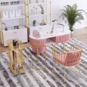 Modern Pink Salon Beauty Commercial Furniture Single Manicure Metal Nail Table - Product Image 1