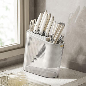 Support à couteaux multifonction Hy-0241 avec porte-baguettes, organisateur de cuisine, hauteur 6-7,9 pouces, pour rangement de cuisine moderne - Product Image 3