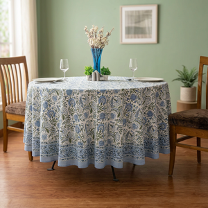 Handmade Modern Floral 100% Cotton Customized <b>Tablecloth</b> Block Print Washable Home <b>Wedding</b> Banquet Hotel 100D/48F India 27243 - Product Image 2
