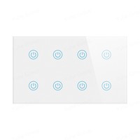 Interrupteur intelligent WiFi 8 gangs au Royaume-Uni, style rétro en verre, étanche, avec panneau tactile coulissant, compatible Smart Life pour 240V 10A