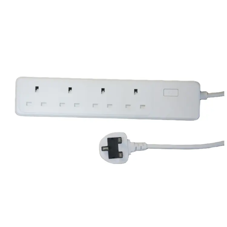 Hot Selling UK Standard Power Extension Board Sockets Outlets Socket Electric with 3 Plug Pins Uk Power Strip with 4 AC CE ROHS