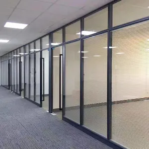 Marco oculto de aluminio con revestimiento de vidrio, divisor de pared de vidrio para oficina, reuniones, sala de conferencias y oficina