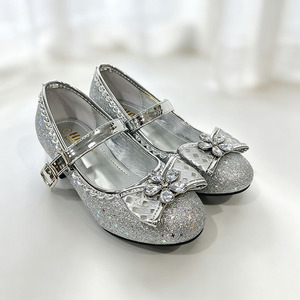 <span class=keywords><strong>Scarpe</strong></span> con <span class=keywords><strong>tacco</strong></span> alto e fiocco di paillettes per bambine - Nuove <span class=keywords><strong>scarpe</strong></span> da principessa glitterate per performance e compleanno - Product Image 2