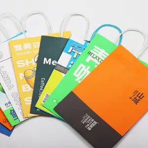 2024 Nieuwe Ideeën Op Maat Logo Bedrukt Geschenkverpakking Winkelen Draagbare Kraft Papieren Zak