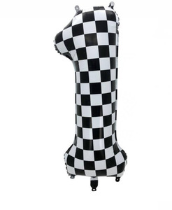 40 Inch Checkered <strong>2</strong> <strong>Balloon</strong> Large Black and White Number <strong>Balloon</strong> for Two Fast Race Car Birthday Party Supplies - Product Image 2