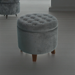 Pouf <span class=keywords><strong>de</strong></span> <span class=keywords><strong>rangement</strong></span> rond moderne en velours capitonné avec couvercle amovible, <span class=keywords><strong>banc</strong></span> <span class=keywords><strong>de</strong></span> <span class=keywords><strong>rangement</strong></span> beige pour salon, entrée, chambre - Product Image 3