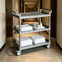 Chariot de service mobile silencieux à trois niveaux pour la collecte de vaisselle, chariot commercial pour hôtels et restaurants, chariot de service polyvalent, fournitures de restauration