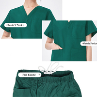 2026 Ensembles de blouses médicales à col en V, couleur unie, uniforme pour dentistes, infirmières et médecins d'hôpital 101-1