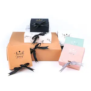 Event party supplies packaging wedding birthday packing custom logo black white kraft paper gift box