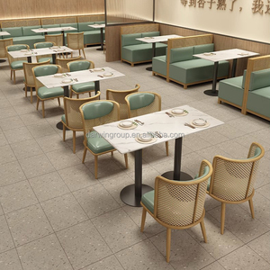 Table et chaises de <span class=keywords><strong>restaurant</strong></span> carrées modernes, écologiques, durables et de haute qualité, avec banquette en bois massif et table basse. - Product Image 5
