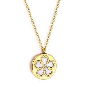 No Fade Korean <b>Angel</b> Wings Flower White Shell Pendant 18kgp <b>Necklace</b> Price <b>Necklace</b> for Women - Product Image 5